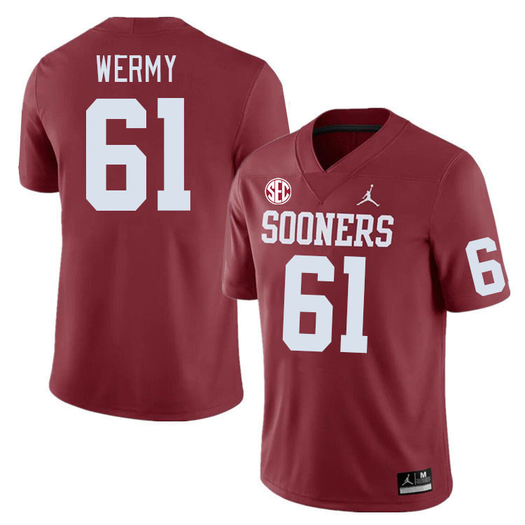 Men #61 Kenneth Wermy Oklahoma Sooners 2024 SEC Conference College Football Jerseys-Crimson